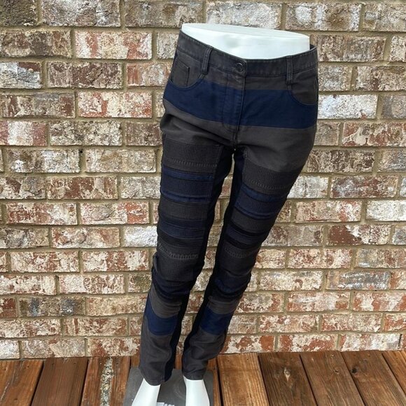 3.1 Phillip Lim Skinny Embroidered Patchwork Denim Pant Blue & Black Jeans Sz 6 - Picture 5 of 15